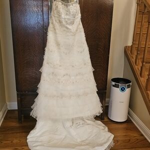 Oleg Cassini Strapless Lace Wedding Dress